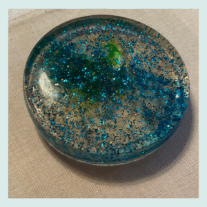 Epoxy Light Blue, Green Glitter