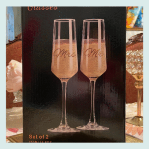 Mr & Mrs Champagne Glass – Square