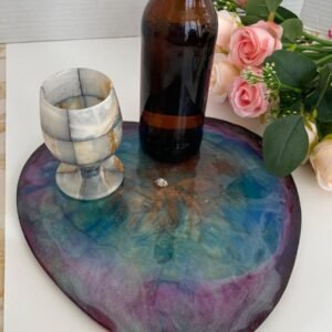 Large Heart-Shaped Bottle & Glass Coaster
