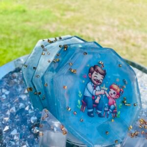 personalized Father's day epoxy coaster set